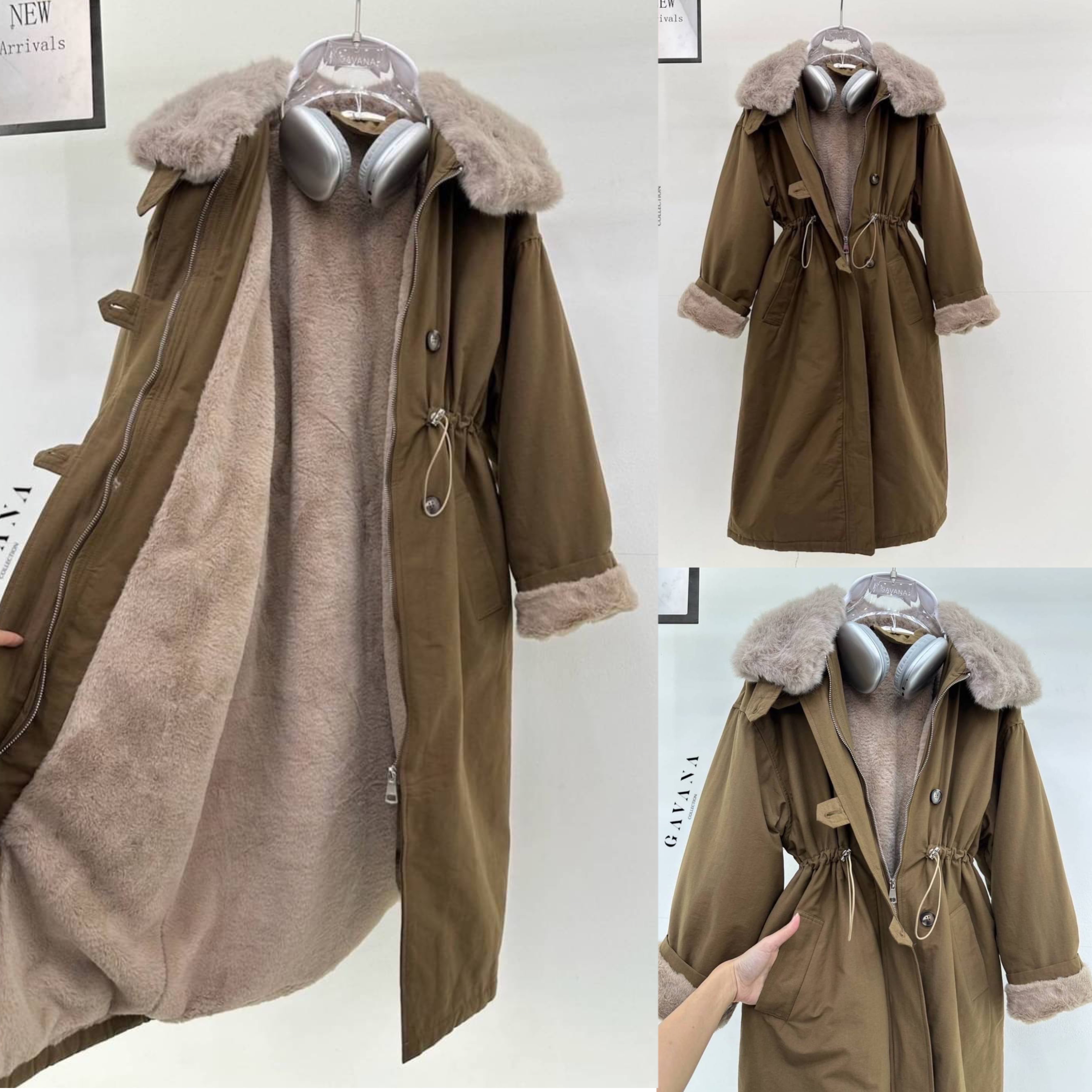 เสื้อโค้ทตัวยาวบุขนกันหนาวด้านใน ช่วงเอวรูดจั้มเข้ารูปได้ มีกระเป๋าล้วงข้าง ใส่คลุม กันหนาวเลขตัวเดียวสบายๆเลยค่า เนื้อผ้าดีมาก : สินค้าคุณภาพ (พร้อมส่ง)