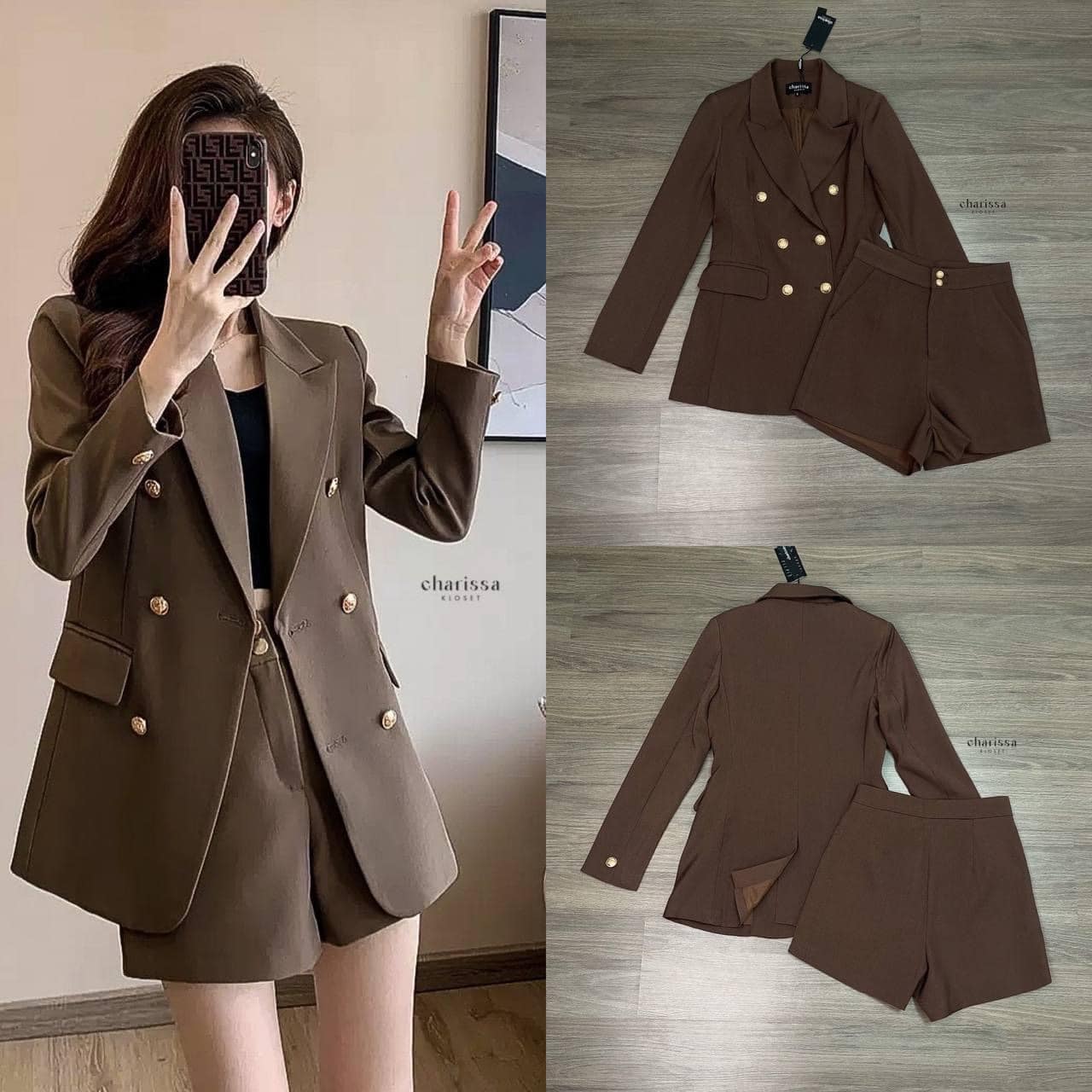 เซ็ทสูทกางเกงขาสั้น สไตล์สาวออฟฟิศที่มีความเรียบง่ายคล่องตัว ผ้าดีใส่สบายมากค่ะ สินค้าคุณภาพ (พร้อมส่ง)