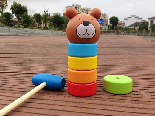 ตุ๊กตาค้อนตอกหมีไม้ ของเล่นทาวเวอร์สีรุ้ง