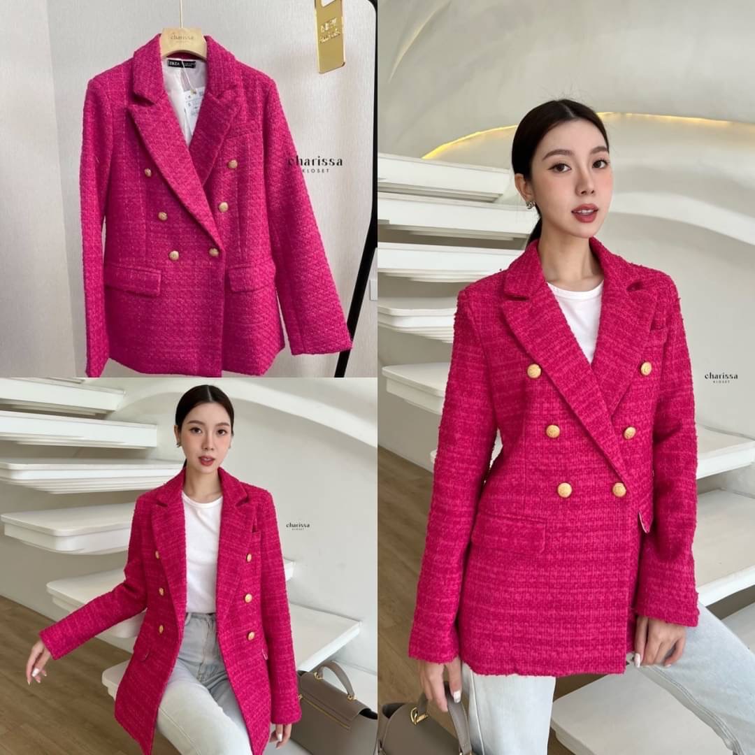 Blazer ผ้าพรีเมี่ยมทวิตสีสวยสะดุดตา เป็นผ้าอย่างดีค่ะ ทรงสวย over size มีซับในทั้งตัว : สินค้าคุณภาพ (พร้อมส่ง)