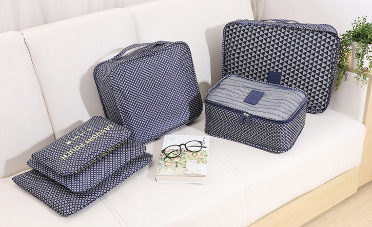 กระเป๋าจัดระเบียบเดินทาง กระเป๋าจัดระเบียบเสื้อผ้า 6 ใบ จัดกระเป๋าเดินทาง กันน้ำ ใส่เสื้อผ้า ชุดชั้นใน เครื่องสำอาง มี 5 สีให้เลือก