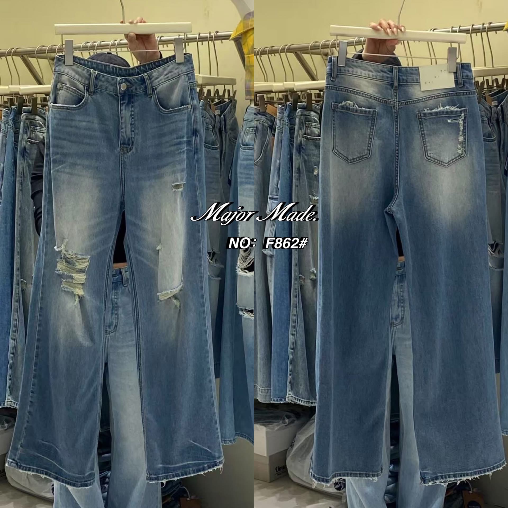 กางเกงยีนส์ขากระบอก ทรงเอวสูงงงง สไตล์เกาหลี🇰🇷 เก๋ๆ ใส่สบายสุดๆใส่แล้วดูเพรียวสูง ทําขาดเซอร์มาก สีฟอก ใส่สบาย : สินค้าคุณภาพ (พร้อมส่ง)