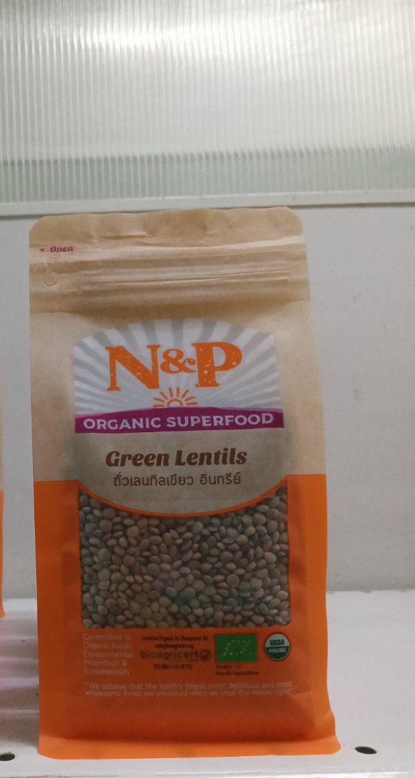 ถั่วเลนทิล เขียว อินทรีย์ N&P Green Lentils 300 กร้ม