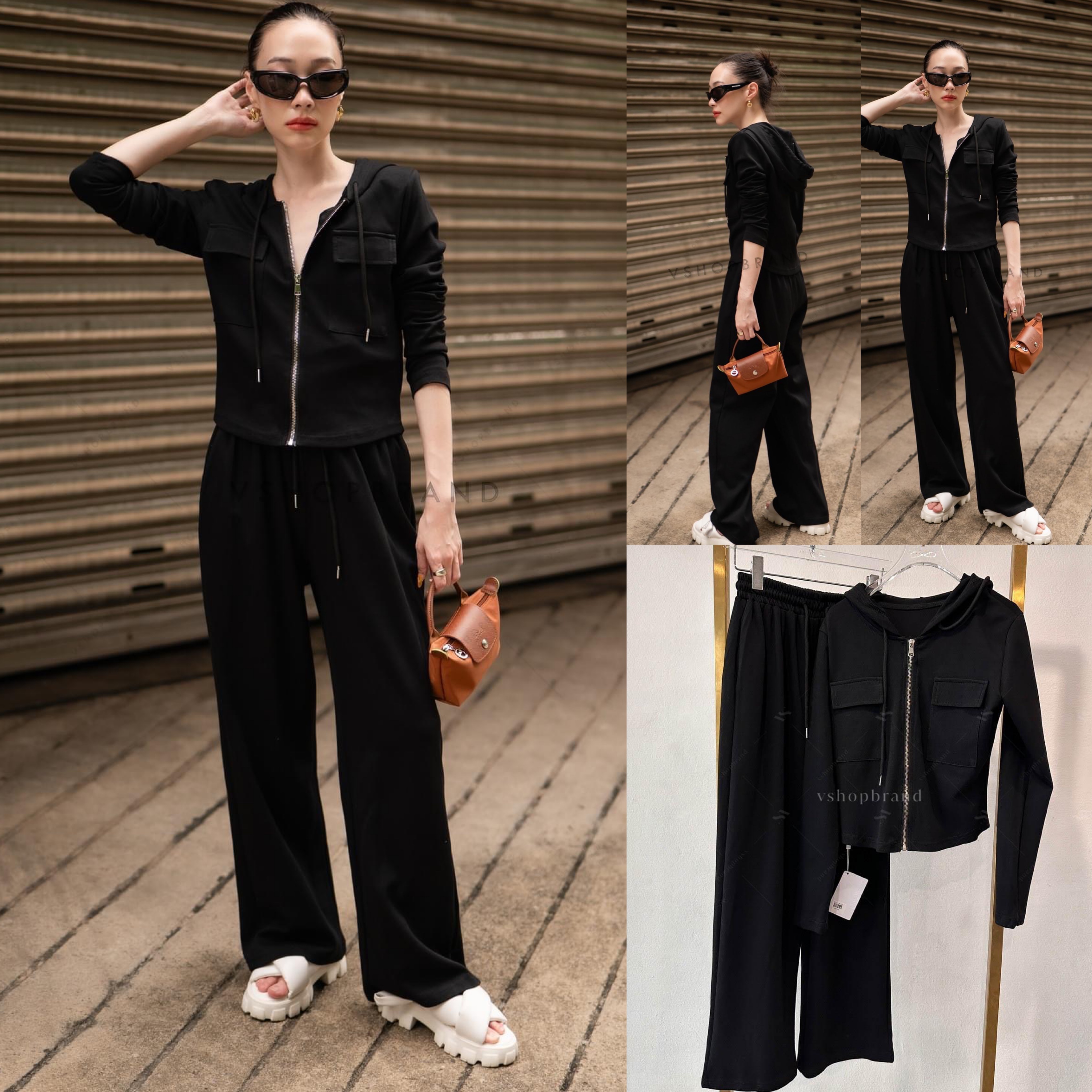 Set เสื้อฮู้ดแขนยาว กระเป๋าอก + ขายาว สินค้าคุณภาพ (พร้อมส่ง)