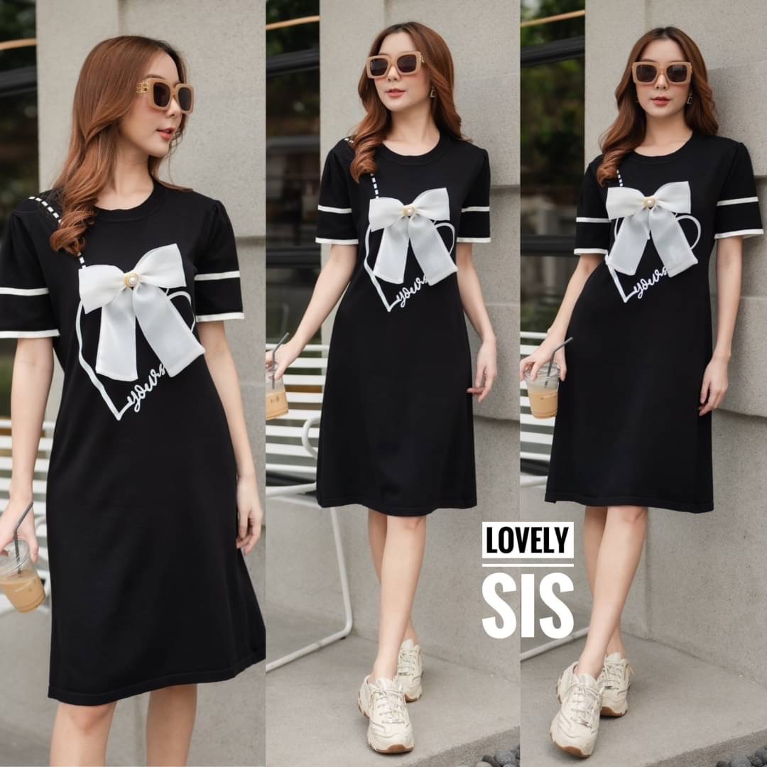 เดรสผ้าไหมพรมเนื้อบางใส่สบาย งานสกรีนลายหัวใจน่ารักด้านหน้า มีอะไหล่เข็มกลัดโบว์ถอดออกได้ สินค้าคุณภาพ (พร้อมส่ง)