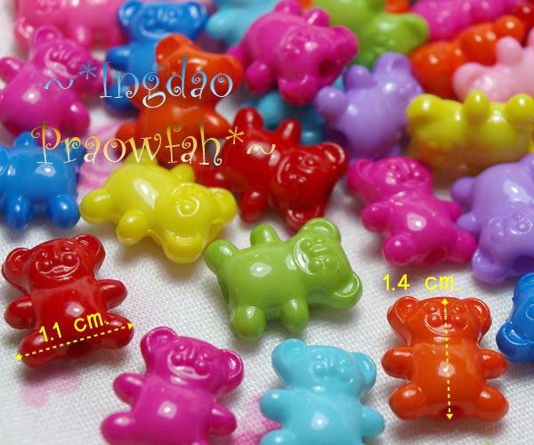 4518mt ลูกปัดหมีโคอาล่า คละสี กว้าง 1.1 ซม. x สูง 1.4 ซม. (10 กรัม/17 ชิ้น)