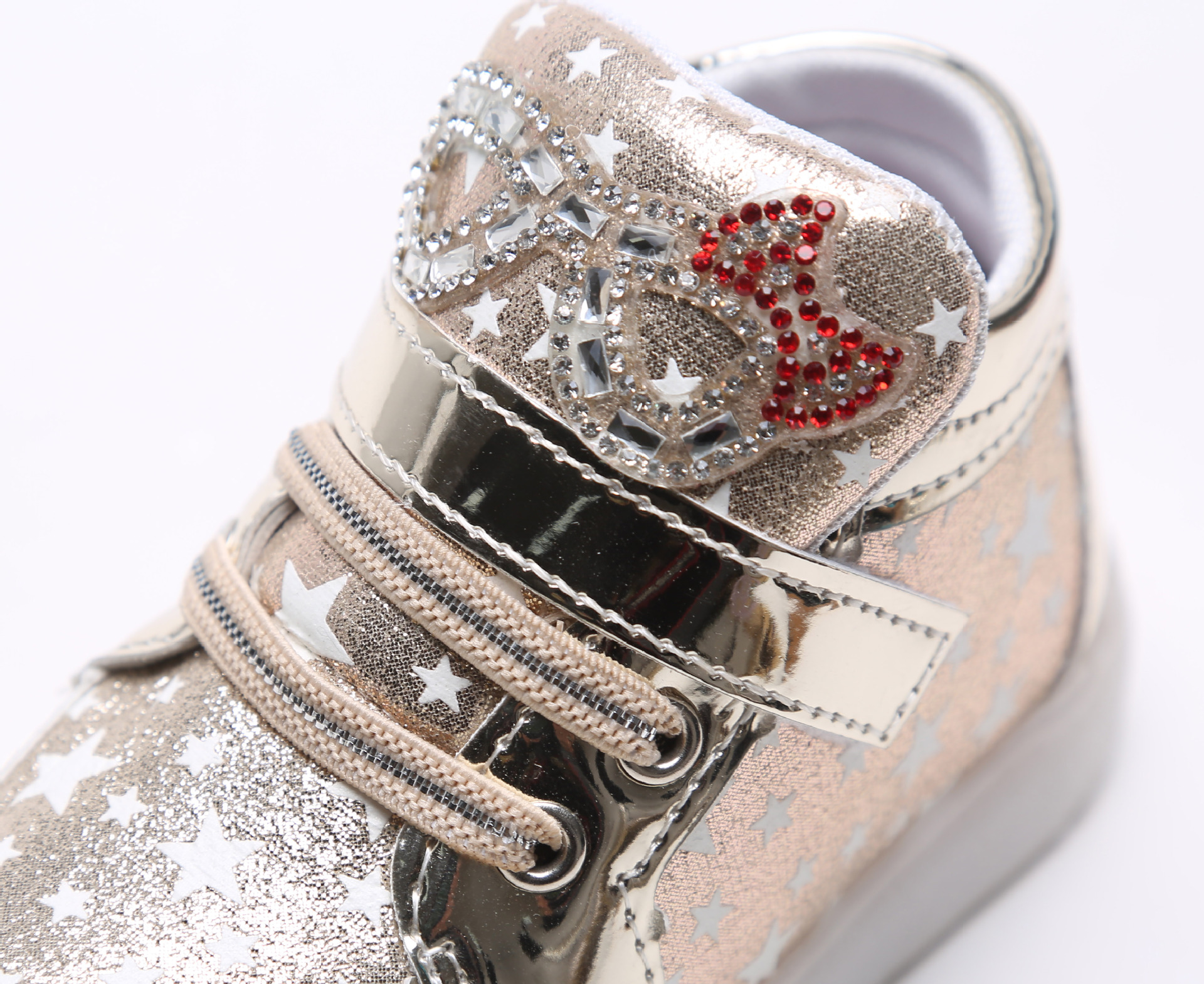 รองเท้าคัชชูเด็กหญิงตัวน้อย สีทองเมทัลลิค มีไฟ+เรืองแสง Size 23