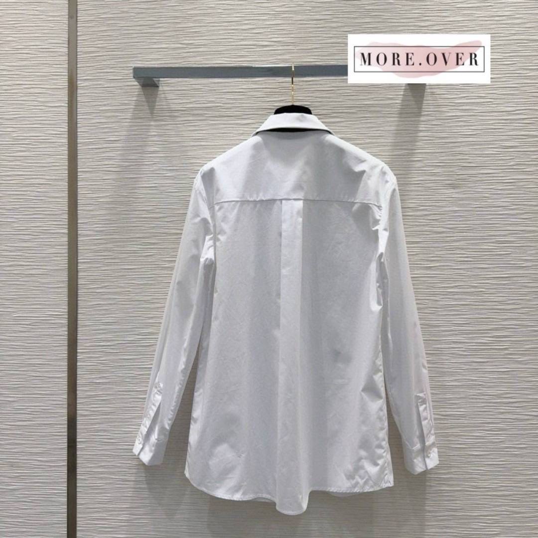 เสื้อเชิ้ตแขนยาวสีขาว มาพร้อมเน็คไทสีดำ Christian Dior ใส่สบาย : สินค้าคุณภาพ (พร้อมส่ง)
