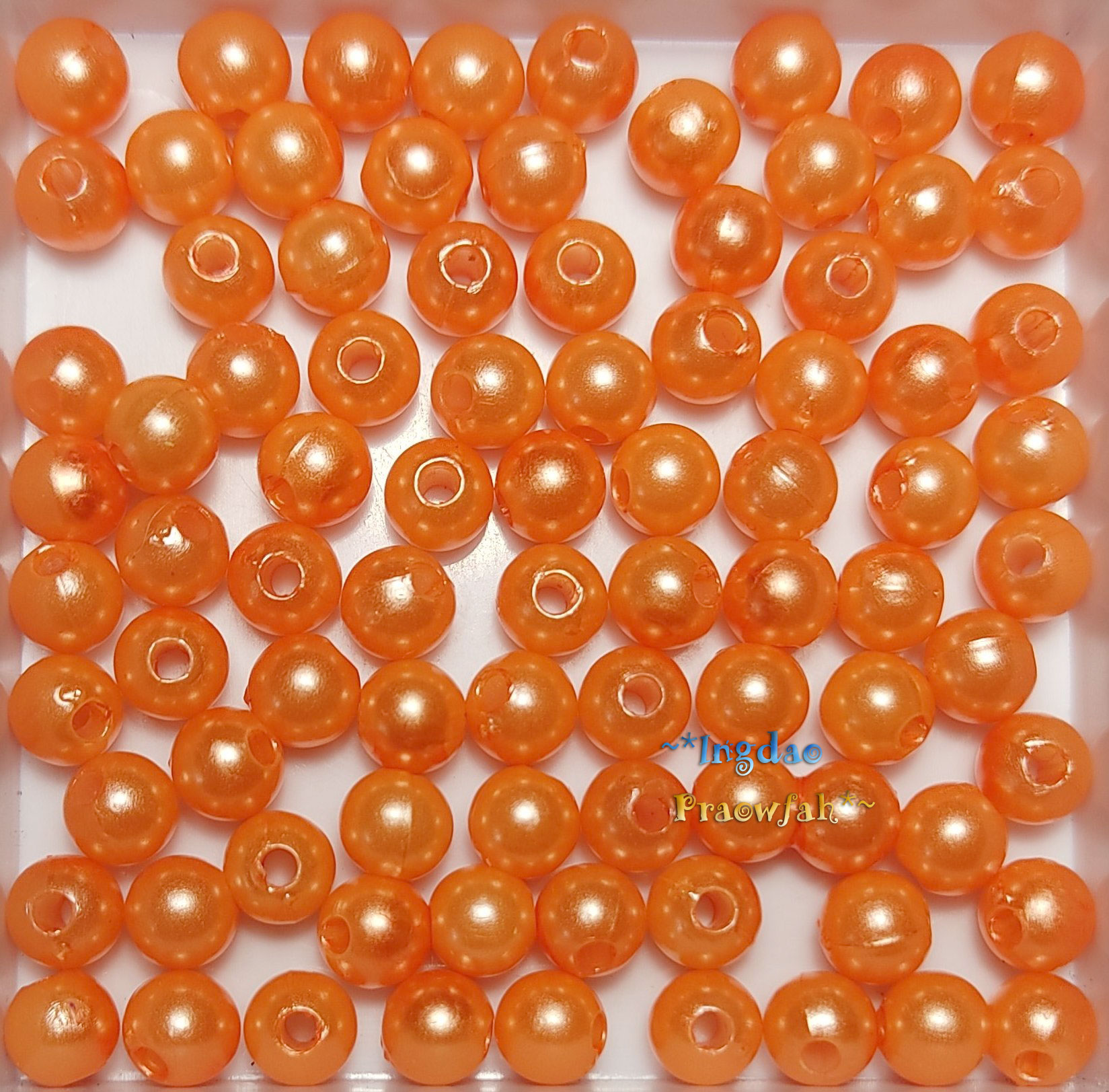 APEARL-6or มุกอะคลีลิกทรงกลม ขนาด 6 มิล. สีส้ม (100 ชิ้น)