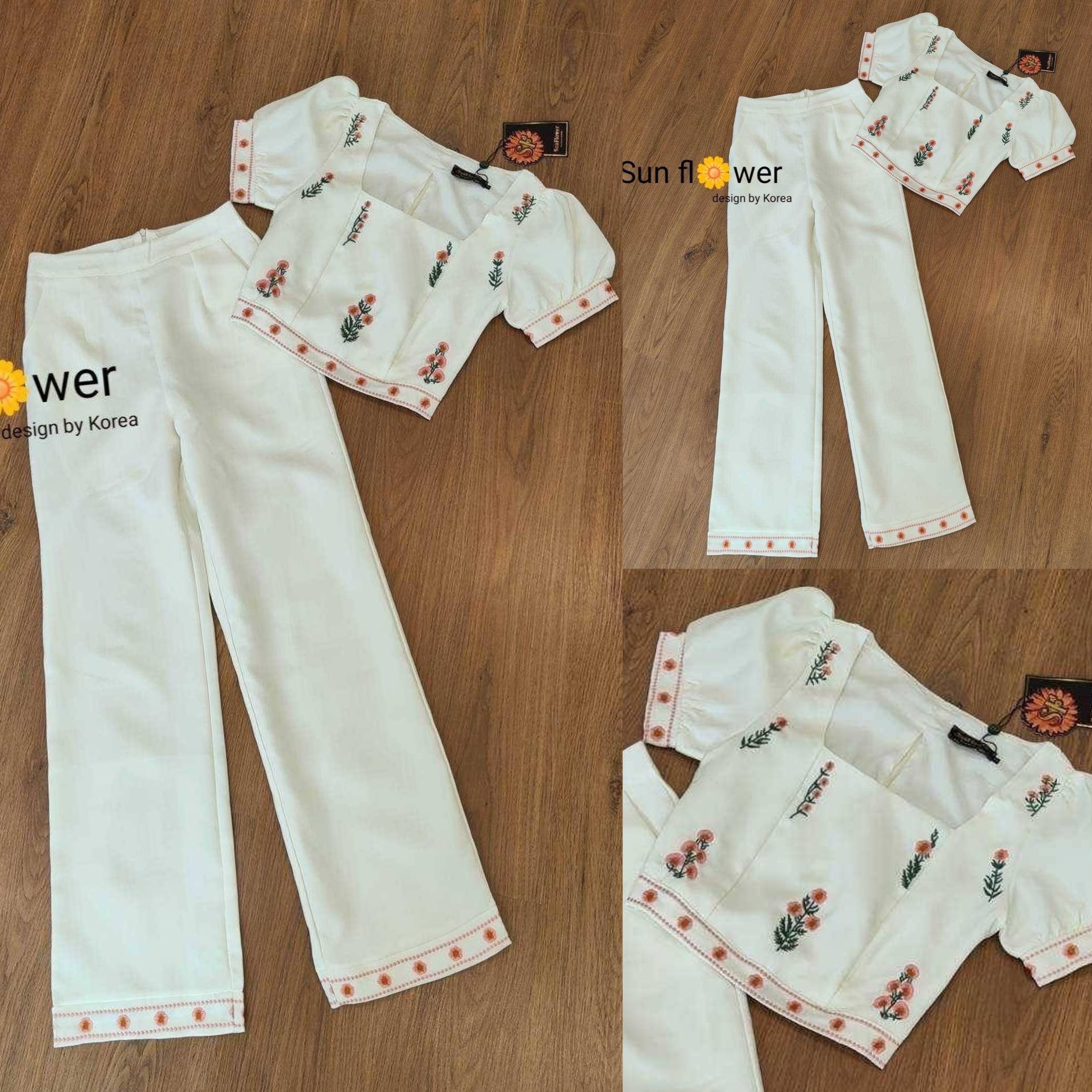 ชุดเสื้อ+กางเกงขายาว งานปักทั้งชุดสวยมากกกกสวยๆ สวยมาก สินค้าคุณภาพ (พร้อมส่ง)