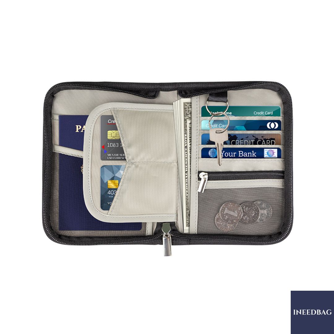 กระเป๋าใส่พาสปอร์ตขนาดกลาง กระเป๋าใส่เอกสารการเดินทาง RFID PASS พร้อมช่องป้องกันการสแกน RFID มี 2 สีให้เลือก