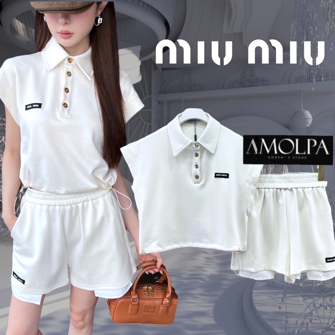 SET MIU MIU งานใหม่ 2024SS งาน Hiend ใส่สวยขับผิว ผ้าเย็นมากๆ ไม่ผิดหวังเลยค้า : สินค้าคุณภาพ (พร้อมส่ง)