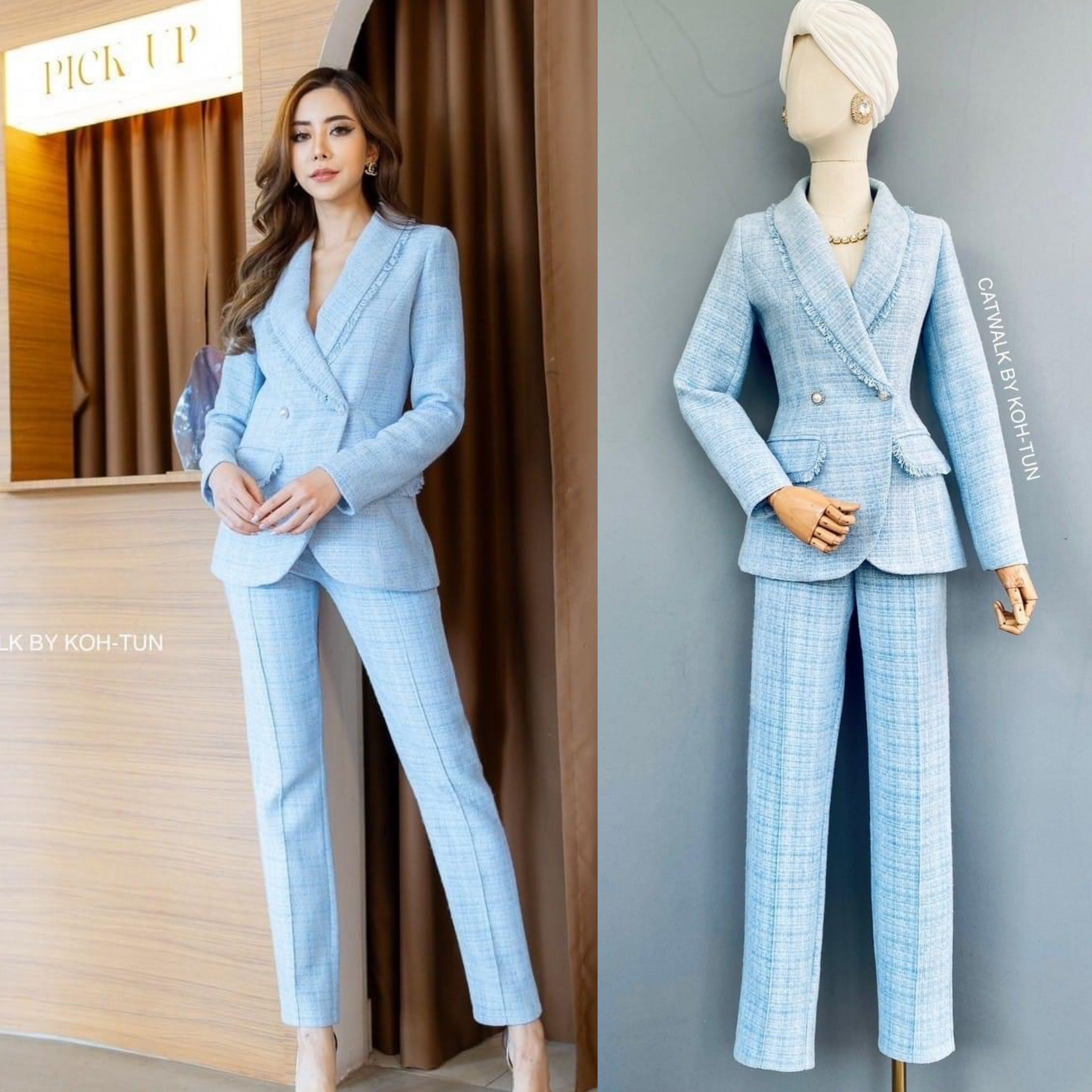 เซต BLAZER+กางเกง ขายาวผ้าทวีด ผ้าเนื้อดีมีความหรูหรา ลายทอสวย เนื้อผ้าหนานุ่มใส่สบาย สินค้าคุณภาพ (พร้อมส่ง)