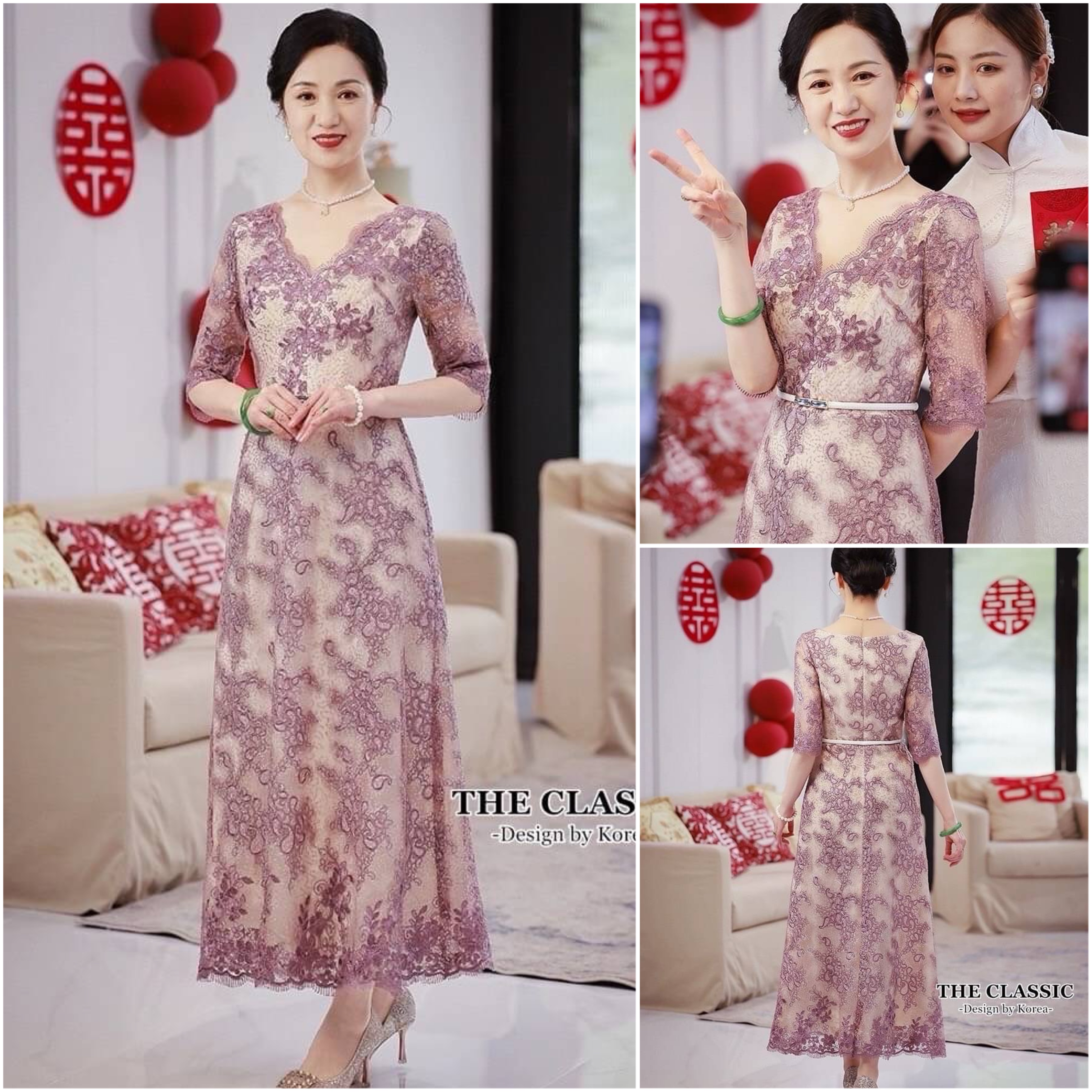 เดรสออกงานปักเลื่อม ใช้ผ้าเนื้อดีปักลวดลายดอกไม้ แขนยาว 3 ส่วน เนื้อผ้าแน่นปักลวดลายชัด ขึ้นลายดอก สวยงาม ปักเน้นย้ำด้วยเลื่อมสีชมพูใส ประกายเพชรกระจายแน่นทั่วตัว ช่วงล่าง ยาวมีซับใน: สินค้าคุณภาพ (พร้อมส่ง)