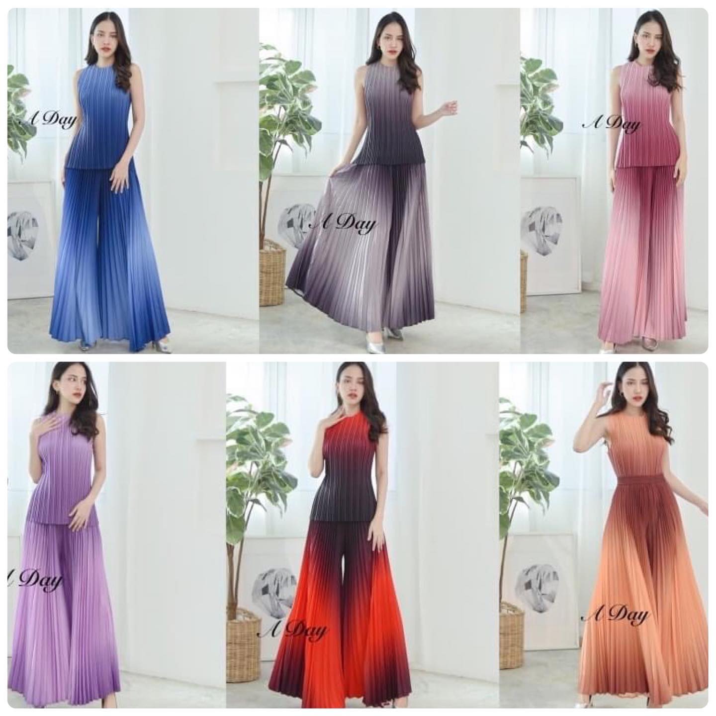 เซตเสื้อ+กางเกง งานเรียบหรูดูดี ดูแพง สไตล์ Poem งานอัดพลีทอย่างดีผ้ายับยาก ไม่ต้องรีดเลยคะ ไล่เฉดสี ทำให้ใส่แล้วพรางหุ่น สินค้าคุณภาพ (พร้อมส่ง)