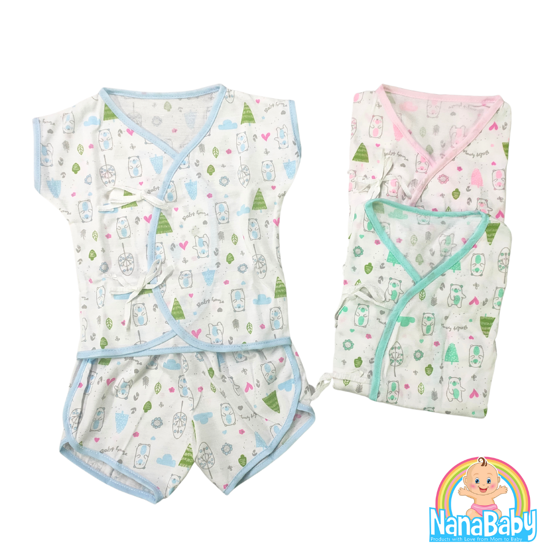 ชุดเด็กแรกเกิด ชุดเด็กอ่อน ผูกป้ายหน้า ผ้าฝ้ายนิ่ม 100%Cotton สำหรับเด็กวัย 0-3 เดือน (ราคาต่อ 1 ชุด)