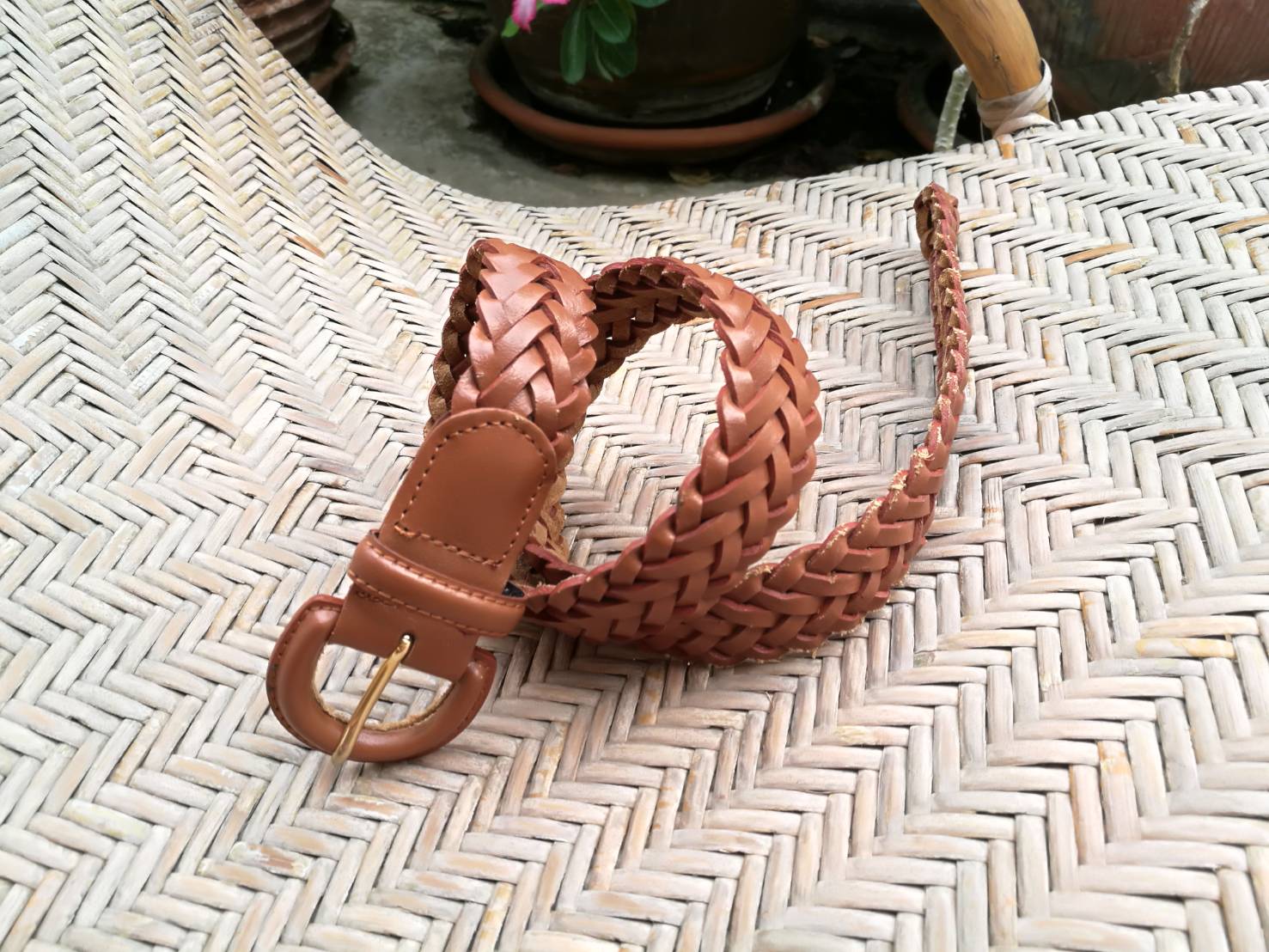 เข็มขัดหนังแท้สานขัด สำหรับคนเอวเล็ก (ของใหม่)