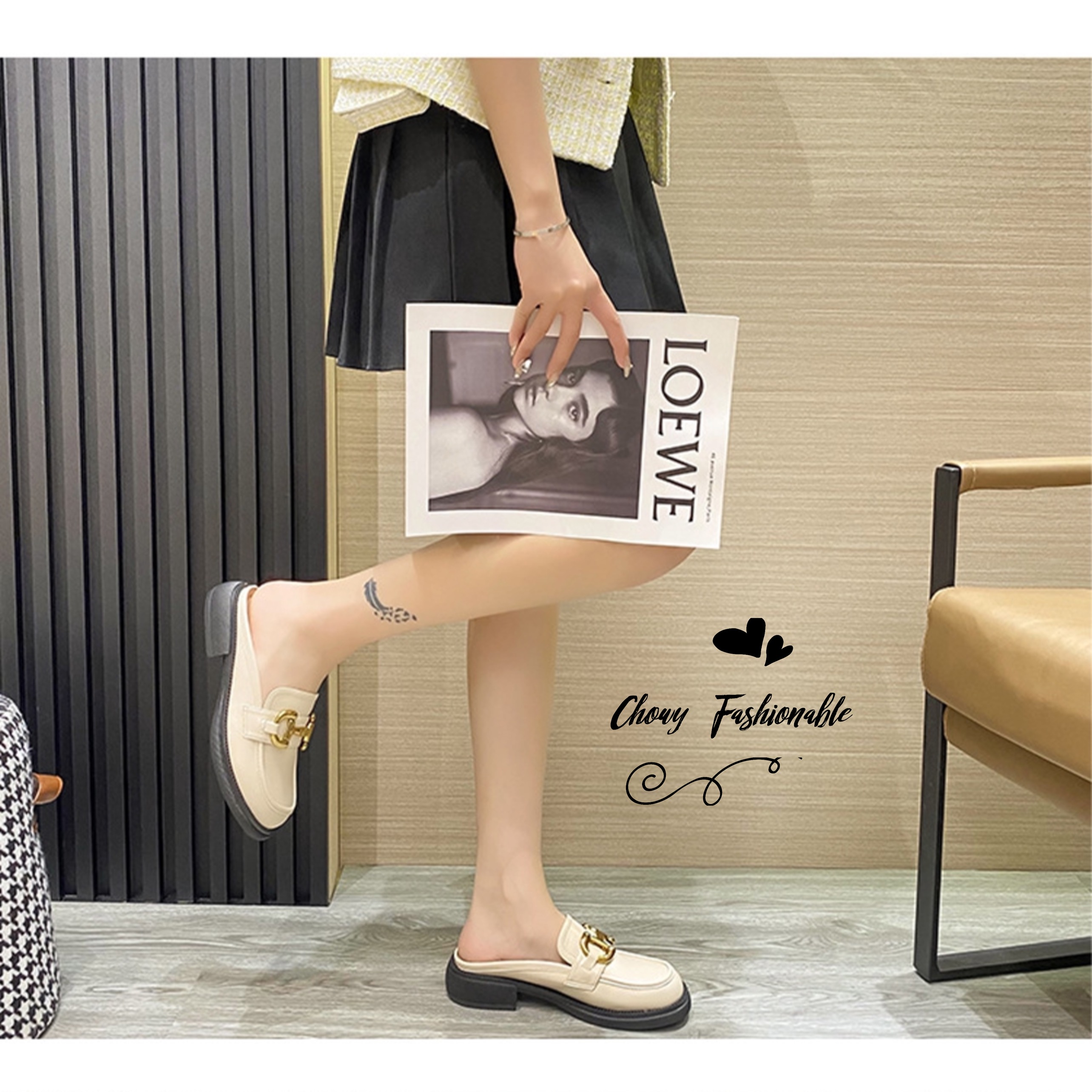 รองเท้าไซส์ใหญ่ 42 EU แตะสวมครึ่งท่อน แตะปิดหัว แตะไซส์ใหญ่ หนังแท้ KR1123