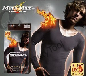 META MAX เสื้อยืดผู้ชายคอวีแขนยาวสลายไขมัน