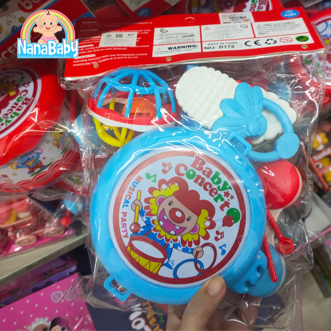 ของเล่นเสริมพัฒนาการ Baby Music Toys ของเล่นเด็กเล็ก กลอง ยางกัด กระพรวน บอลยางดนตรี