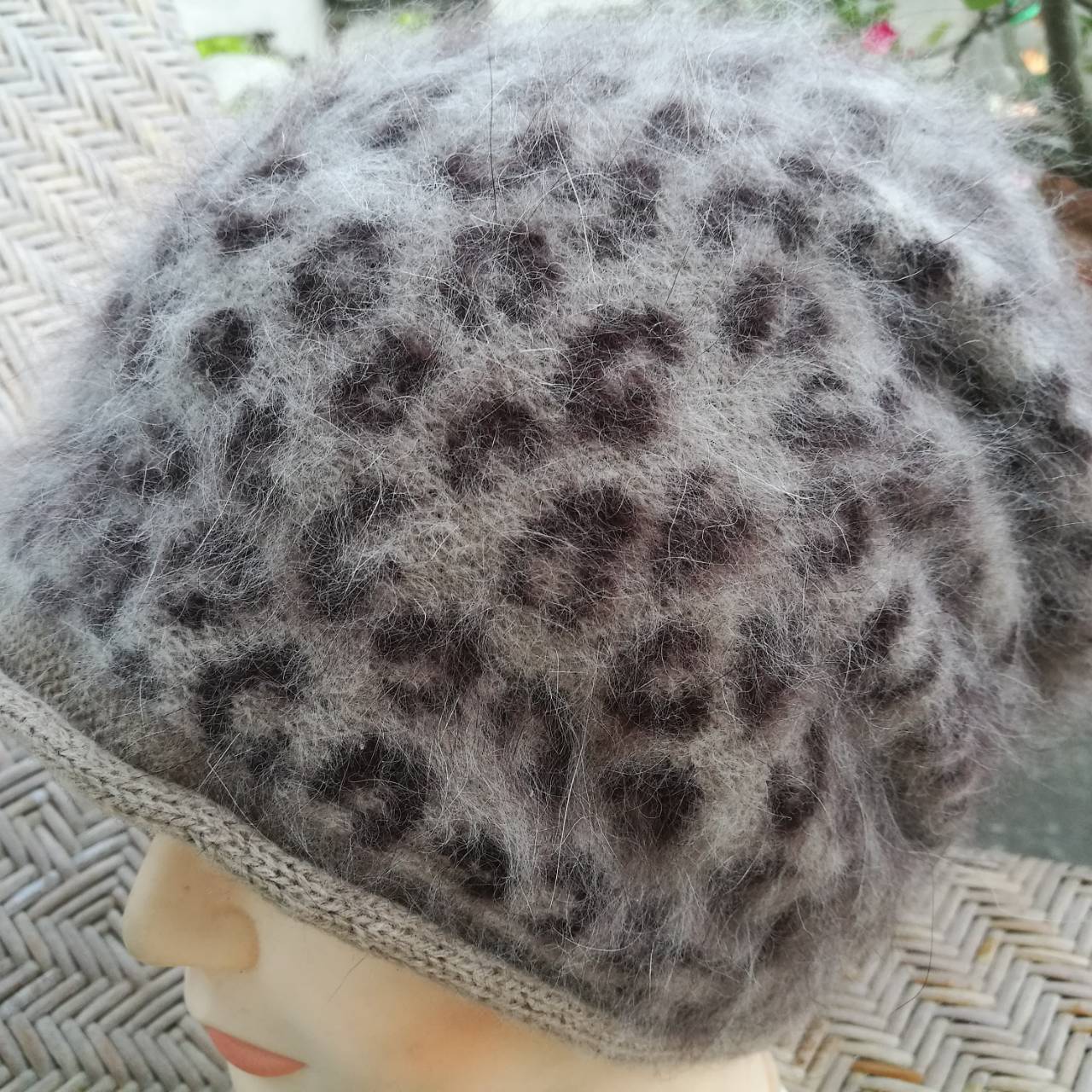 หมวกเฟอร์กระต่ายแท้ลายเสือ นุ่มมาก อุ่นมาก