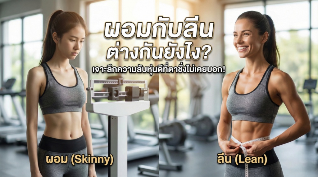 ภาพเปรียบเทียบหุ่นผู้หญิงแบบผอมแห้งกับหุ่นลีนที่มีกล้ามเนื้อสวยงาม