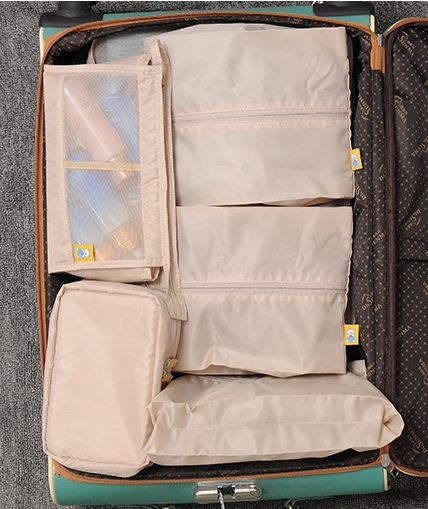 กระเป๋าจัดระเบียบเดินทาง กระเป๋าจัดระเบียบเสื้อผ้า 7 ใบ เย็บอย่างดี จัดกระเป๋าเดินทาง ท่องเที่ยว ใส่เสื้อผ้า ชุดชั้นใน อุปกรณ์ห้องน้ำ กางเกงใน รองเท้า เครื่องสำอาง อุปกรณ์ไอที