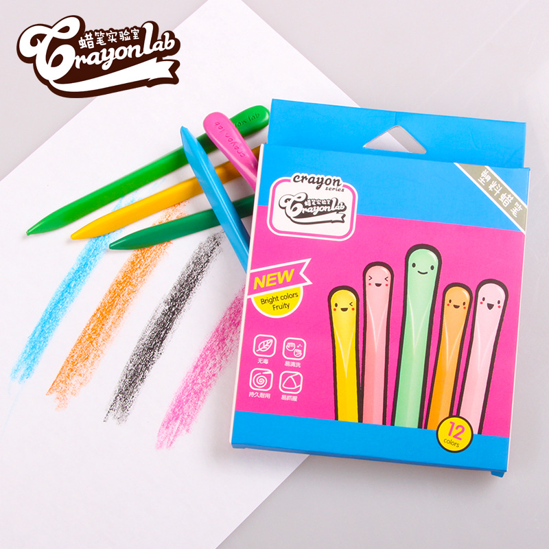สีเด็กแท่งสามเหลี่ยม △ จับถนัดมือ ปลอดสารพิษ Crayonlab เซ็ต 12 สี