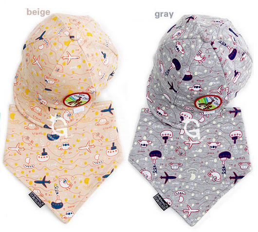 หมวกเด็ก หมวกทารก หมวกเด็กอ่อน Set หมวกแก๊ป+ผ้ากันเปื้อนเด็กสามเหลี่ยม Where Are We Going? Dad! เด็ก 3-24 เดือน