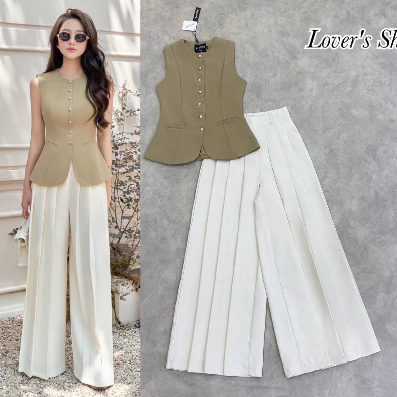 Set 2ชิ้น ลุคเรียบหรูดูผู้ดี ไฮโซสุดๆค้ส ตัวเสื่อเป็นสูท ทรงกระดุมหน้า เข้ารูป ผ่ามีความหนานะคะ กางเกงขาวยาวเอวสูง อัดจีบมมีความพริ้ว สินค้าคุณภาพ (พร้อมส่ง)