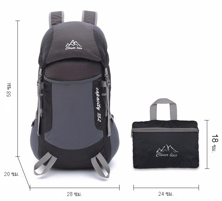 กระเป๋าเป้พับเก็บได้ ขนาด 35 ลิตร น้ำหนักเบา ผลิตจากโพลีเอสเตอร์ กันน้ำ ทนทาน เหมาะสำหรับเดินทาง ท่องเที่ยว