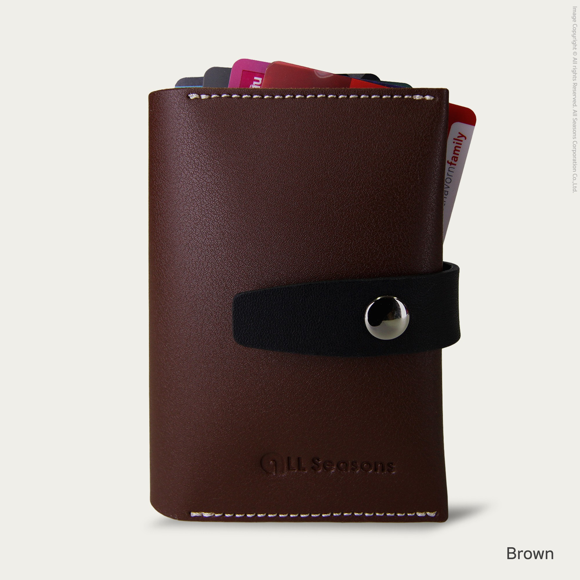 กระเป๋าใส่บัตร สลักชื่อฟรี หนังเทียม ใส่บัตรได้ 12 ใบ Personalized PU Bifold Card Holder [CARD V.2]