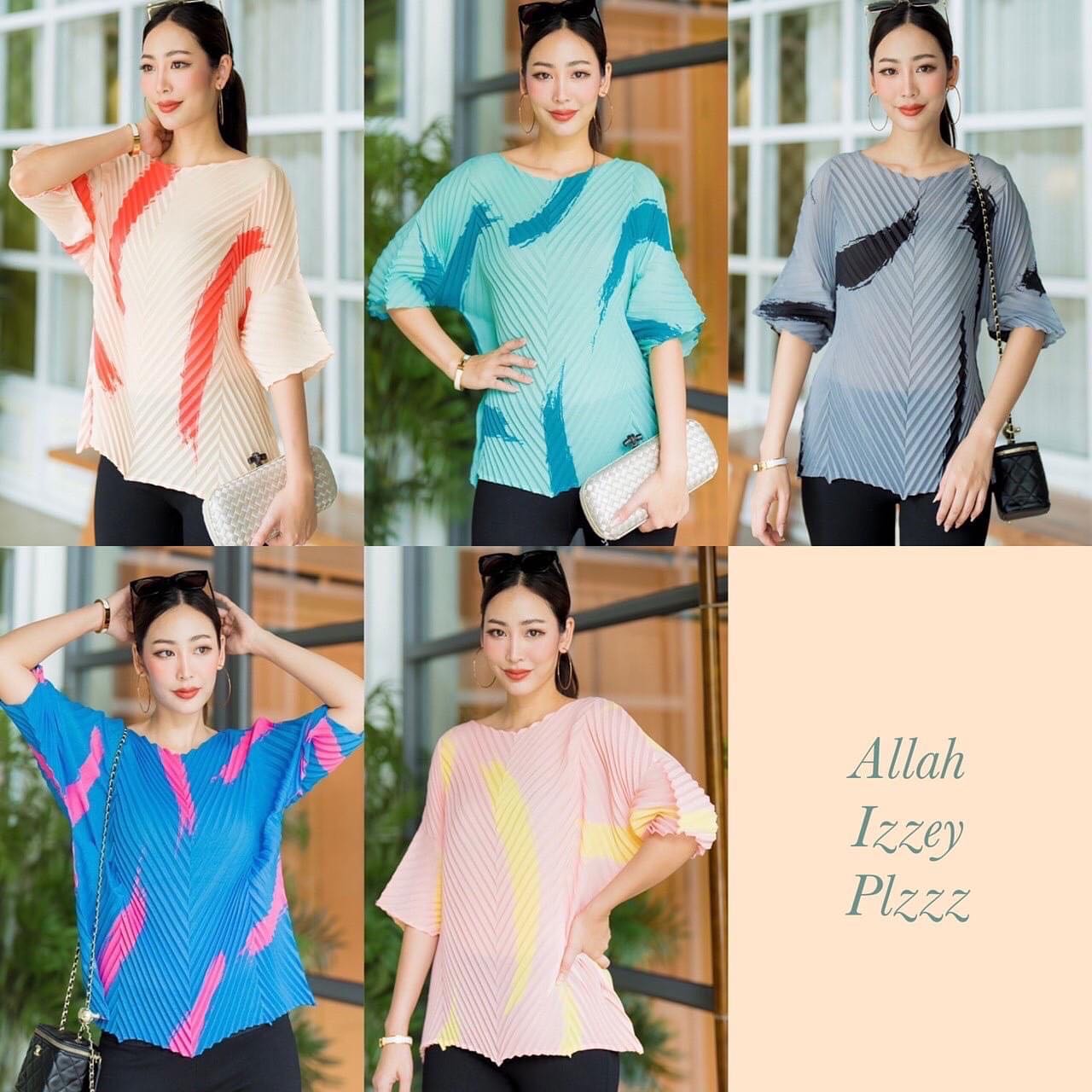 เสื้ออัดพลีท ทรงแขน 3 ส่วน ทรงหลวมๆ ความยาวกึ่งสะโพก กำลังดี : สินค้าคุณภาพ (พร้อมส่ง)