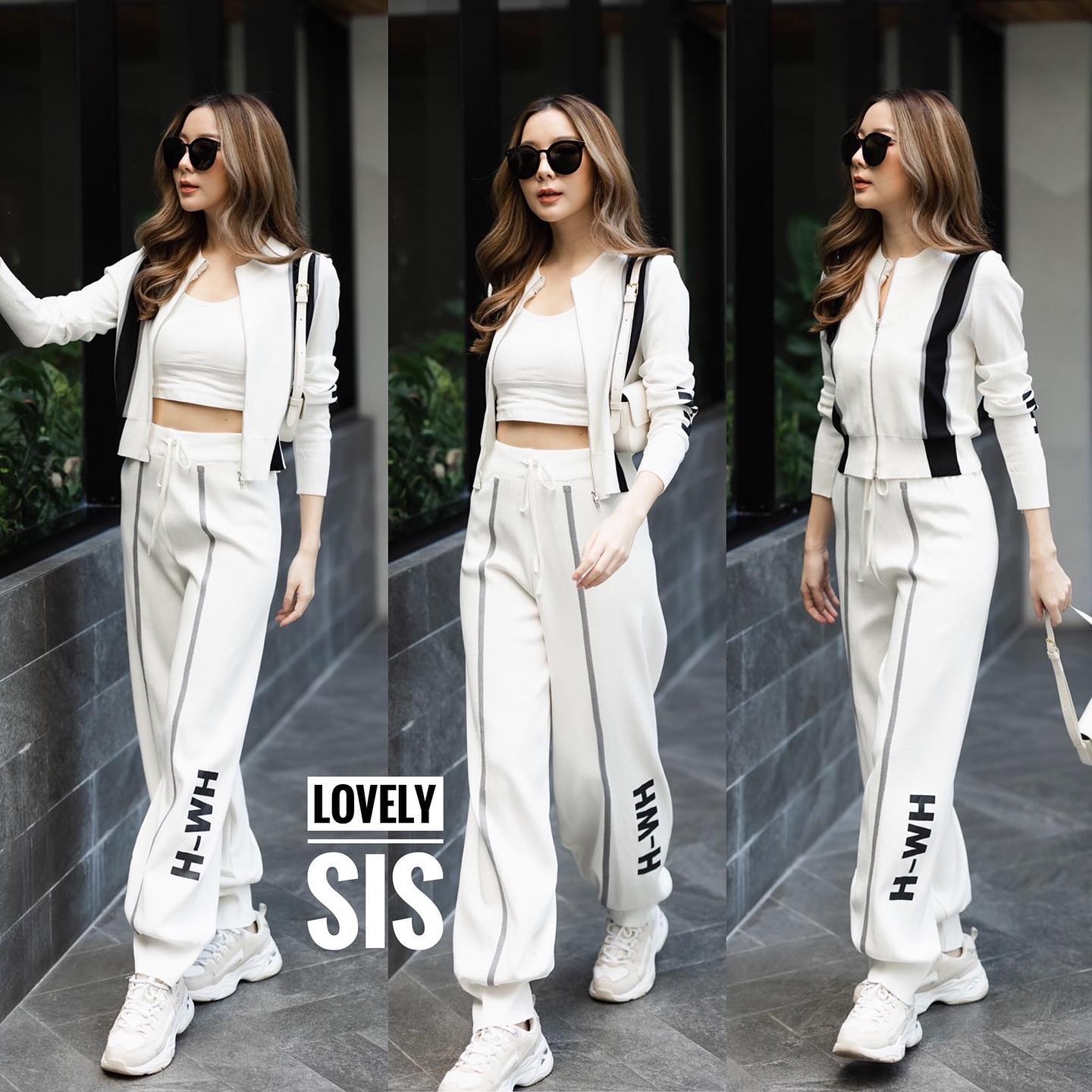 ชุด Set 2 pcs เสื้อแขนยาวงานซิป หน้ามาพร้อมกางเกงขายาวรูดเชือก แต่งขาจั๊มพ์ม . สินค้าคุณภาพ (พร้อมส่ง)