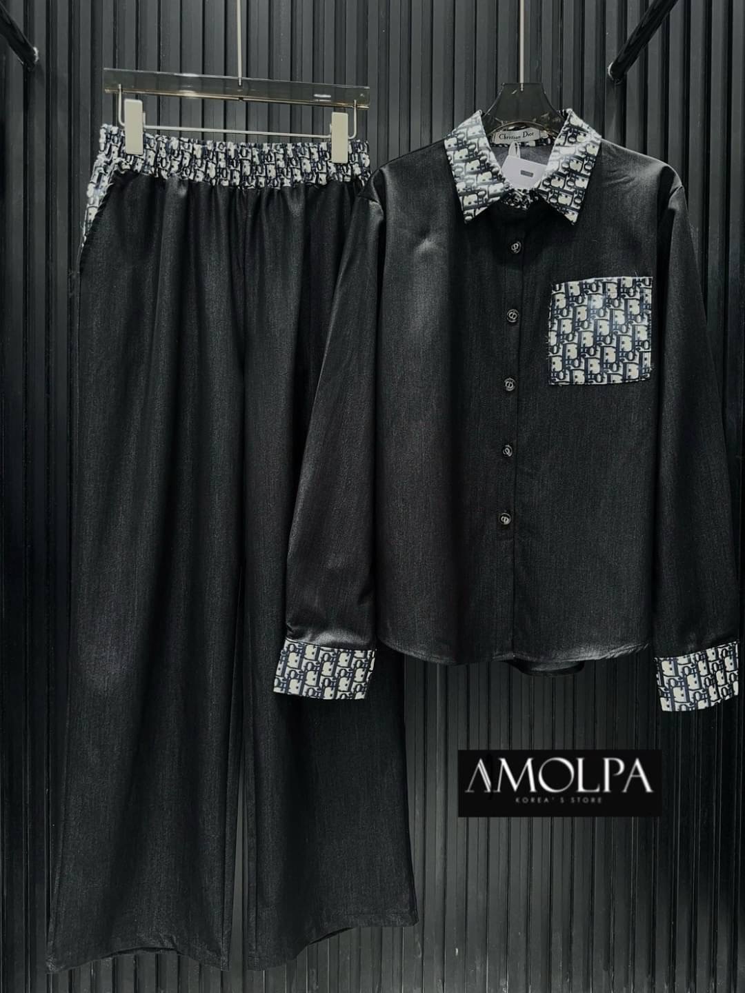 SET CD DENIM งาน Hiend งานผ้ายีนส์100% ตัวเสื้อเชิ้ตปั้มกระดุม มาให้ช๊อปพร้อมกางเกงขาปล่อย สุดดดฉ่ำ ใส่สบาย : สินค้าคุณภาพ (พร้อมส่ง)