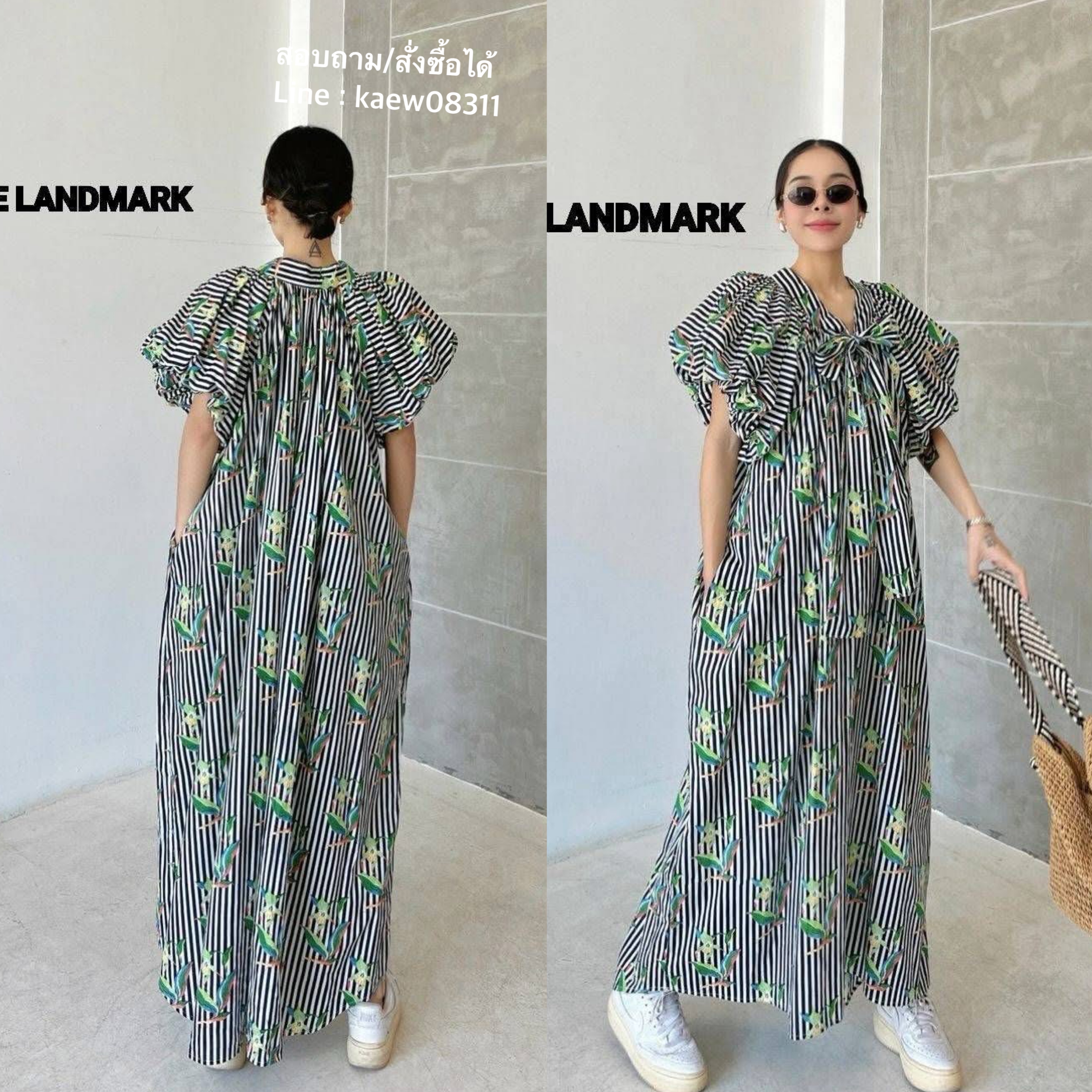 เดรสผ้าบล็อคคอทตอลอินเดีย ดีไซน์แขนบอลลูน กระดุมบน ผูกโบว์หน้า ทรงปล่อย ฟรีไซส์ มีกระเป๋าล้วง หน้าสั้น~หลังยาว ☆คอลเลคชั่นสุดคิ้วท์ งานเก๋มีดีไซน์ ใส่สบาย : สินค้าคุณภาพ (พร้อมส่ง)