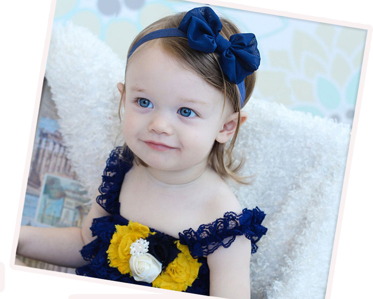 ผ้าคาดผมเด็กอ่อน แบบโบว์ใหญ่จีบรูด Classic Style