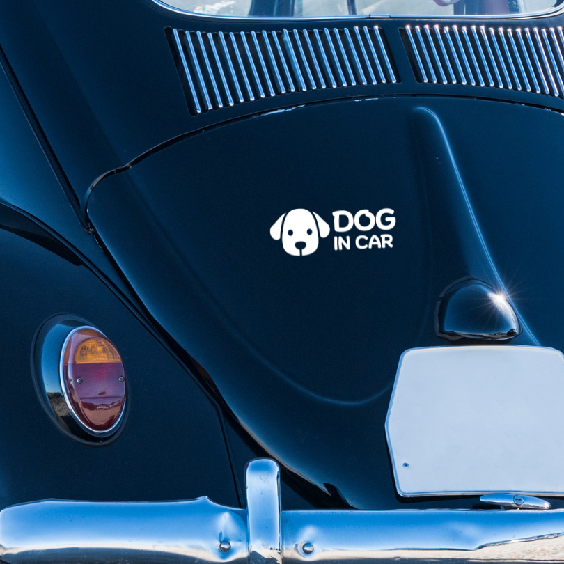 สติ๊กเกอร์ Dog in Car ในรถมีหมา PVC OUTDOOR กันน้ำ ไดคัทสีขาว น่ารัก