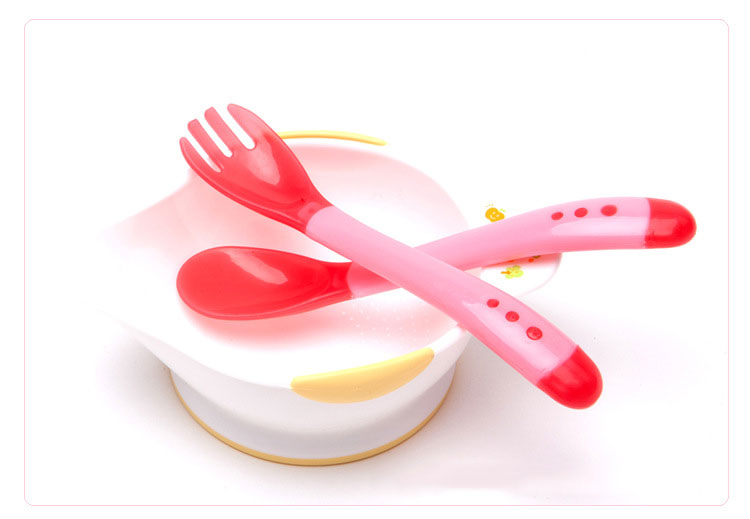 ช้อนส้อมเด็ก ช้อนกินข้าวลูก ช้อนเด็กหัดกิน เปลี่ยนสีตามอุณหภูมิอาหาร NanaBaby