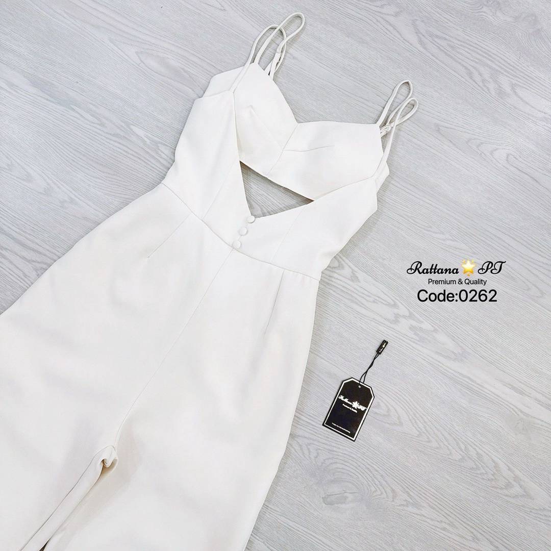 เซต2 ชิ้น จั้มสูทกางเกงขายาว มีความเรียบหรูดูแพง สามารถถอดออกได้ ชุดมีซับใน หน้าอกมีฟองน้ำ มีซิบด้านหลัง ใส่สบาย : สินค้าคุณภาพ (พร้อมส่ง)