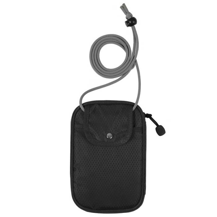 กระเป๋าใส่พาสปอร์ตห้อยคอ คล้องคอได้ กระเป๋าใส่หนังสือเดินทาง ป้องกันการขโมยข้อมูลบัตรเครดิตด้วยคลื่น RFID (Black)