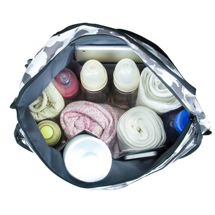 Ecosusi กระเป๋าคุณแม่ กระเป๋าสัมภาระคุณแม่ กระเป๋าแม่ลูกอ่อน ทรงกระเป๋าแมสเซนเจอร์ เดินทางสะดวก แขวนรถเข็นได้ คุณภาพสูง (เขียวลายพราง)