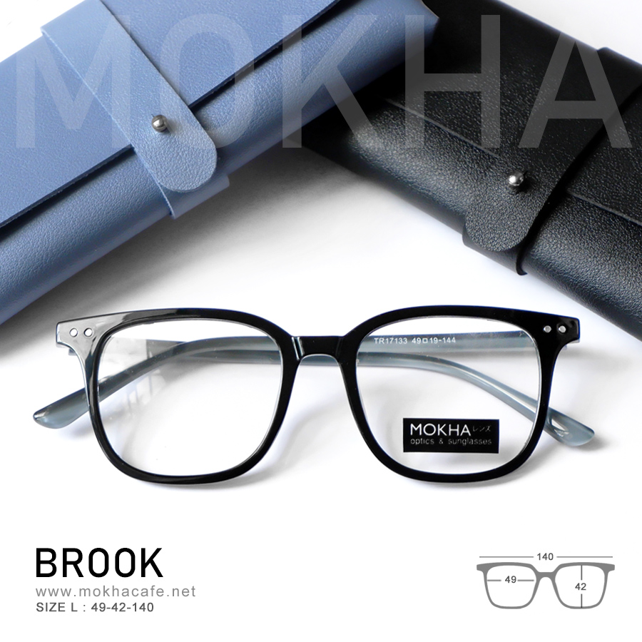 BROOK - black (ดำเงา) กรอบแว่นตาทรงเหลี่ยม TR90 กว้าง 140 มม.(sizeM) H42