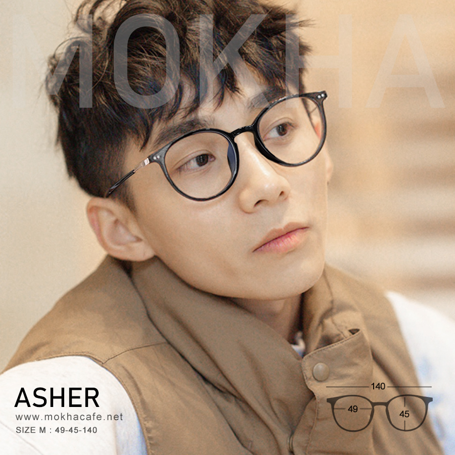 ASHER - clear แว่นตา TR90 กรอบแว่น ทรงหยดน้ำ กรอบเหนียว ทนทาน ขาโลหะ กว้าง 140 มม.(sizeM) H45
