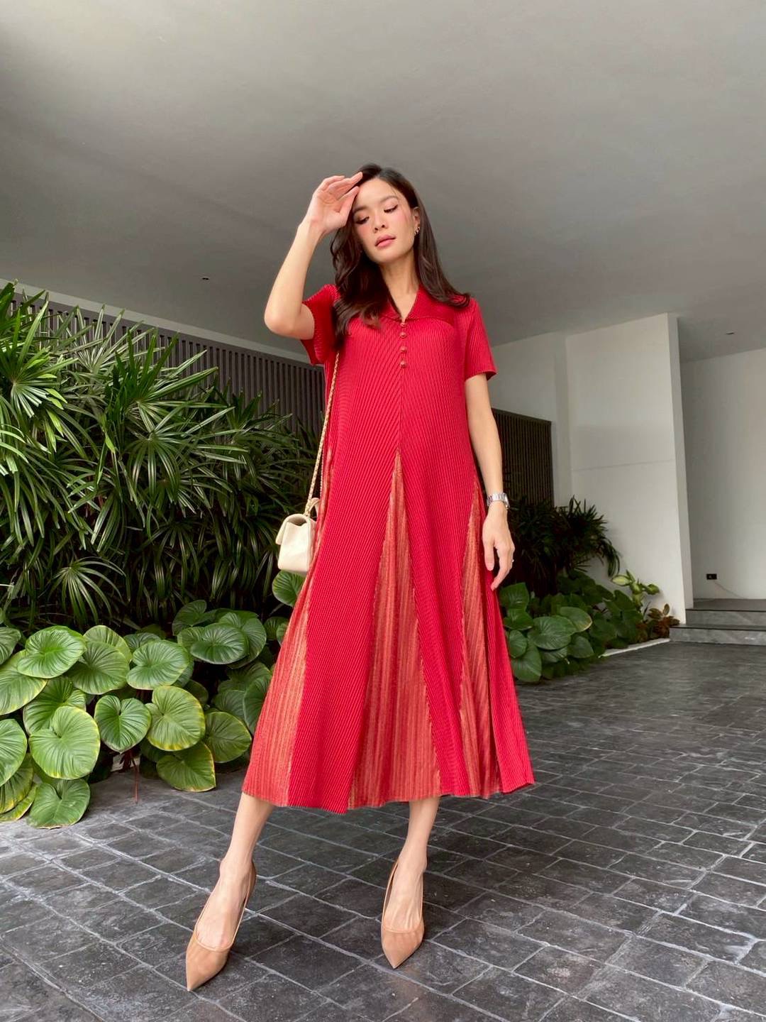 เดรสอัดพลีท งาน AA Premium ใส่สบาย : สินค้าคุณภาพ (พร้อมส่ง)