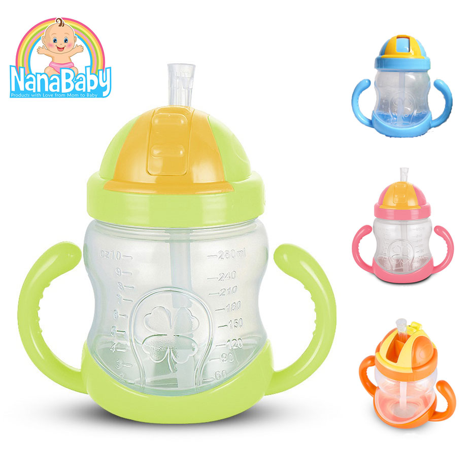 ถ้วยหัดดื่ม NanaBaby ขวดดูดน้ำเด็ก หลอดดูดมีลิ้นกันสำลัก BPA-Free (6 m+)