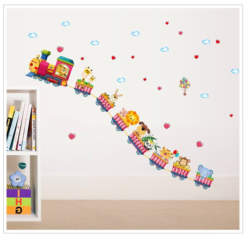 สติกเกอร์แต่งห้อง DIY กันน้ำ ลายรถไฟ ลอกออกแล้วติดซ้ำได้