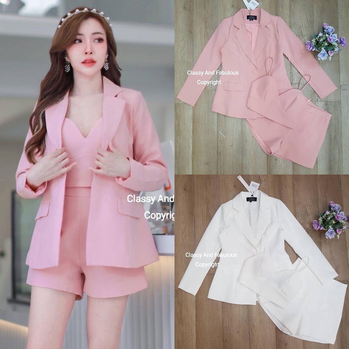 Set Suti ขาสั้น3ชิ้น แขนยาว ผ้าอย่างดี ใส่สบาย ผ้าดีมากๆ : สินค้าคุณภาพ (พร้อมส่ง)