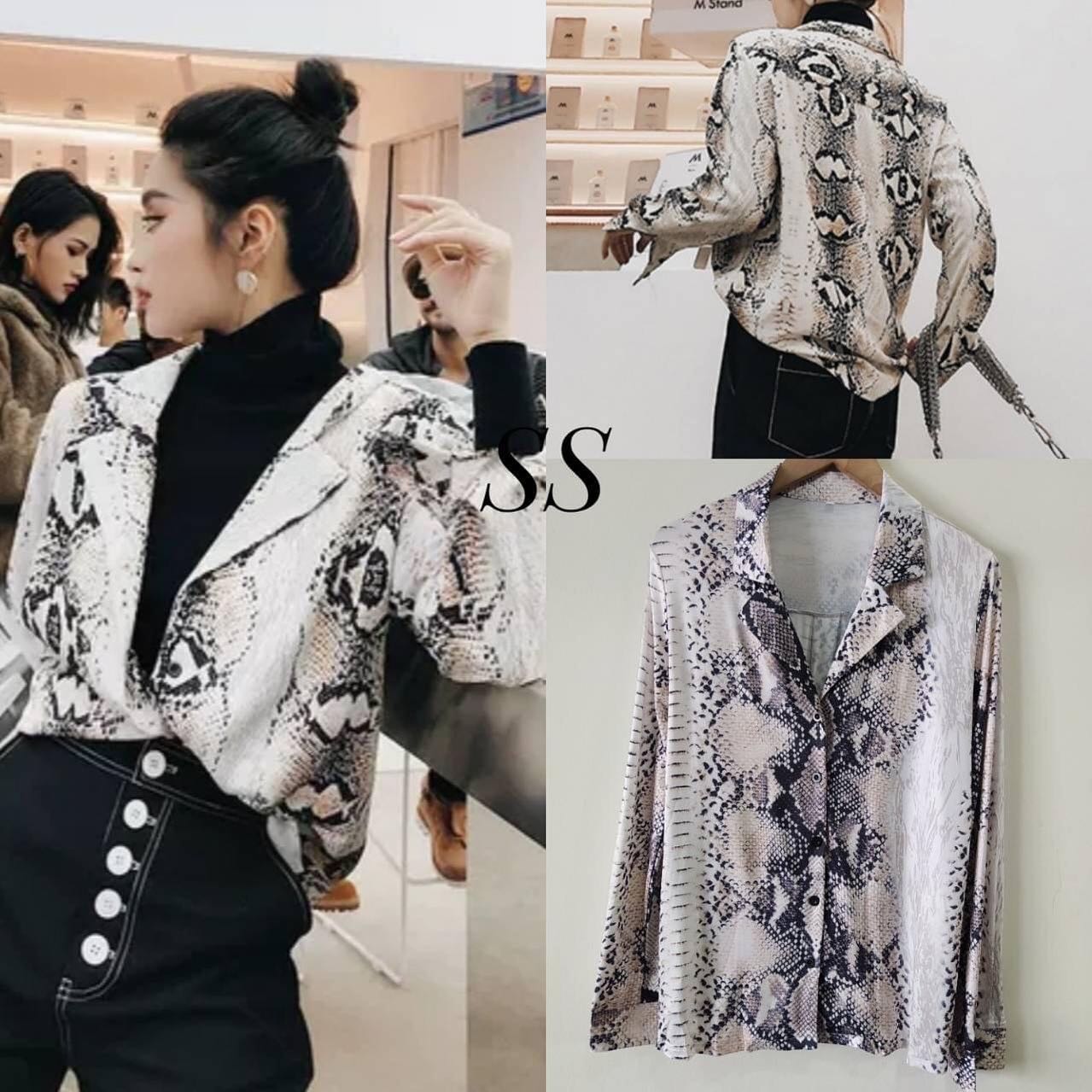 เสื้อเชิ้ต พิมพ์ลายงู สไตล์งานแบรนด์ ผ้านิ่มลื่น งานสวย รุ่นนี้ใส่สบายแน่นอนค่ะ : สินค้าคุณภาพ (พร้อมส่ง)