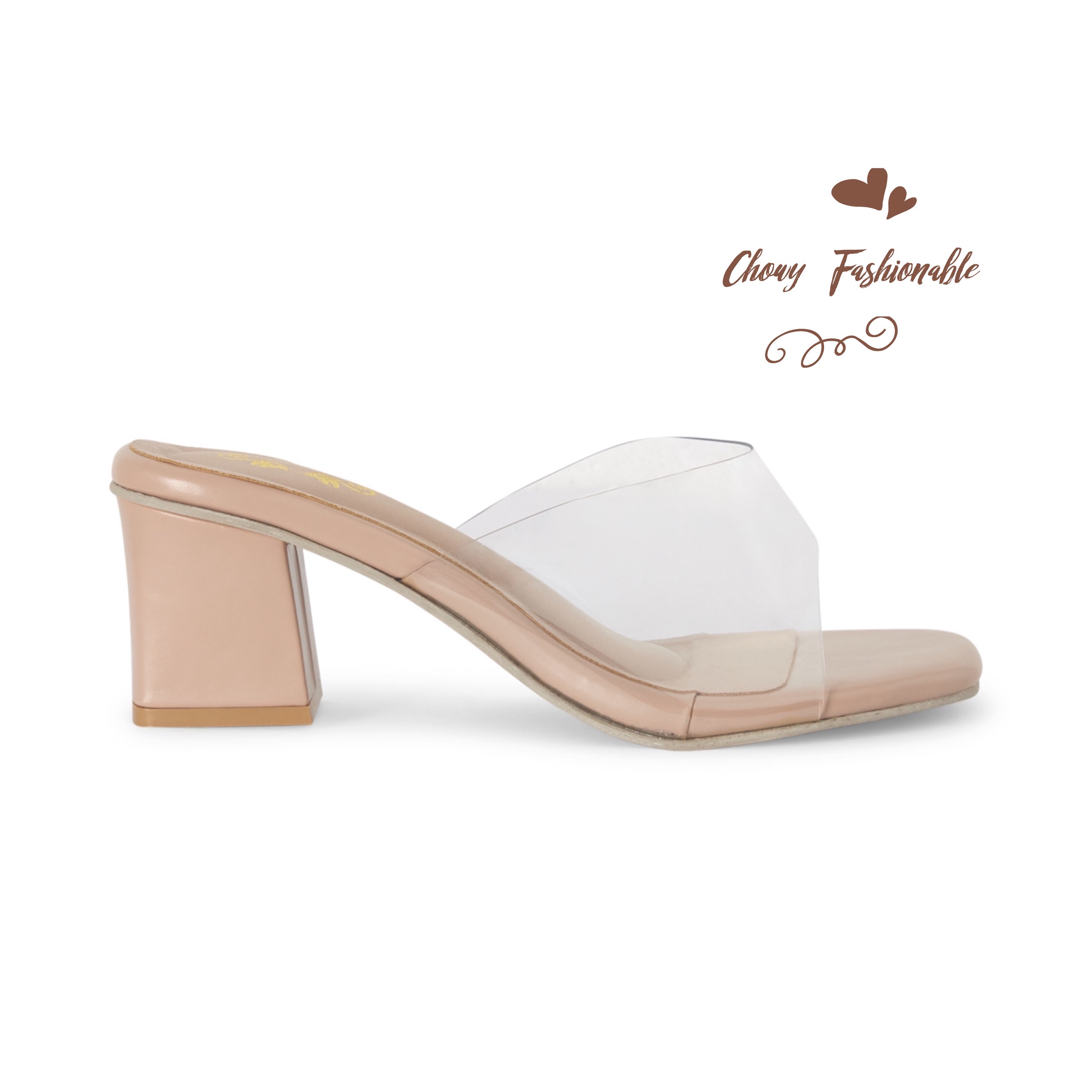 รองเท้าแตะส้นเตี้ย แบบใส 37-48 EU Transparent Heel Sandal By CHOWY CH0158